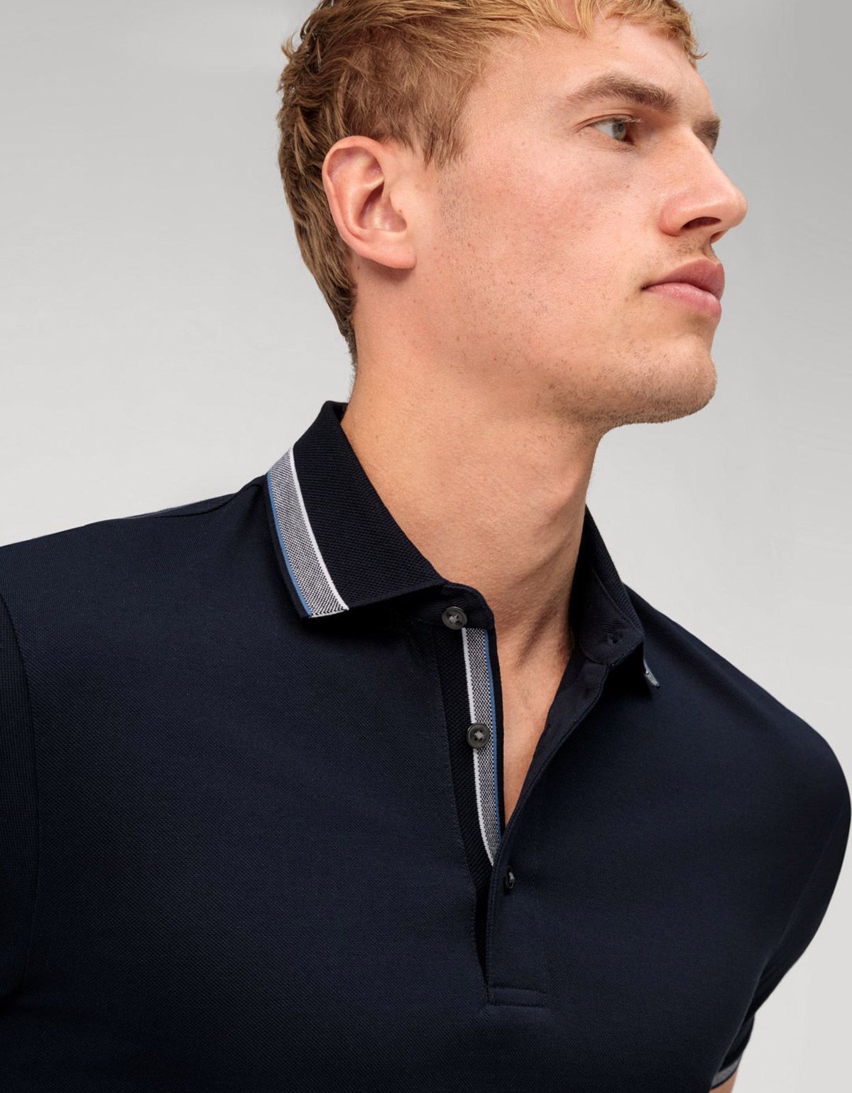 Поло синее мужское OLYMP с декоративной отделкой | купить в интернет-магазине Olymp-Men