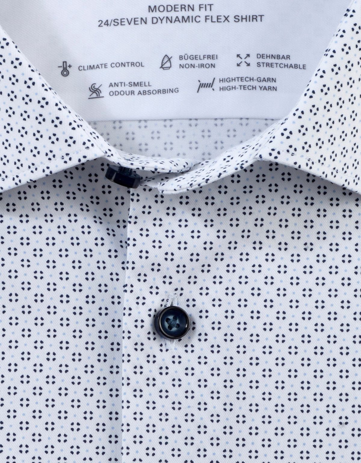 Рубашка синяя с принтом OLYMP Luxor, modern fit, климат-контроль | купить в интернет-магазине Olymp-Men