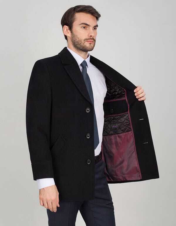 Пальто чёрное мужское BAZIONI шерстяное | купить в интернет-магазине Olymp-Men