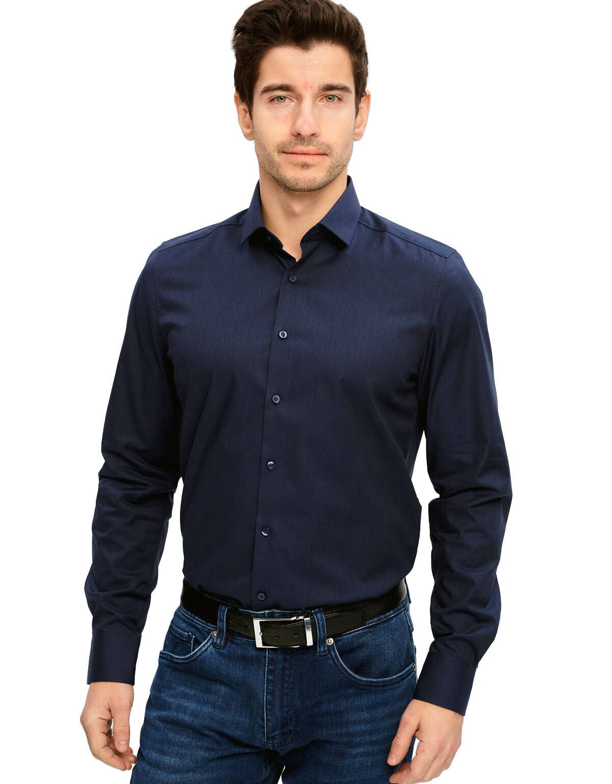 Рубашка классическая мужская OLYMP, body fit[Синий]