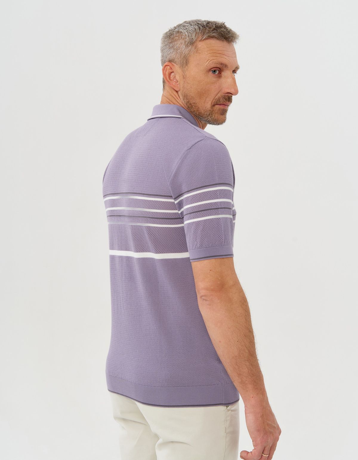 Поло мужское фиолетовое в полоску на молнии Gratude | купить в интернет-магазине Olymp-Men