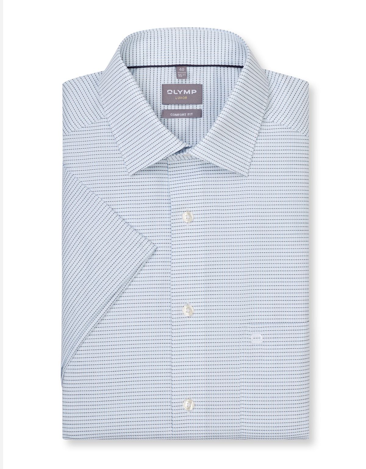 Рубашка классическая с голубым принтом Olymp, прямой крой[ГОЛУБОЙ]