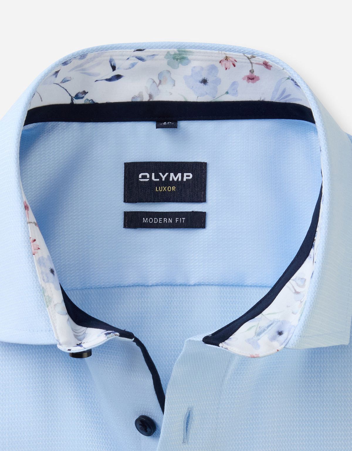 Рубашка голубая фактурная OLYMP Luxor, modern fit на высокий рост | купить в интернет-магазине Olymp-Men