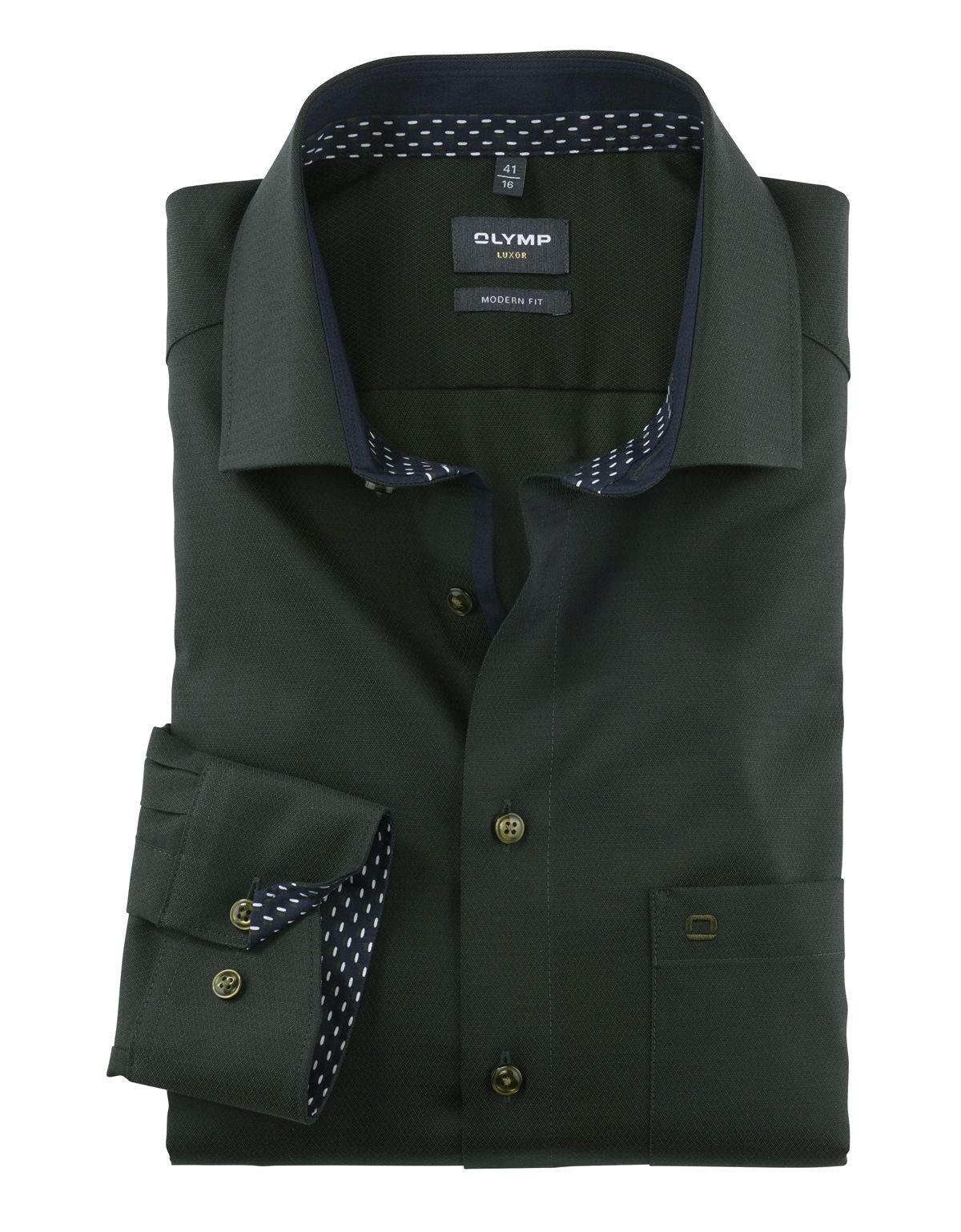 Рубашка мужская OLYMP Luxor, modern fit, фактурная ткань, рост выше 186[Зеленый]