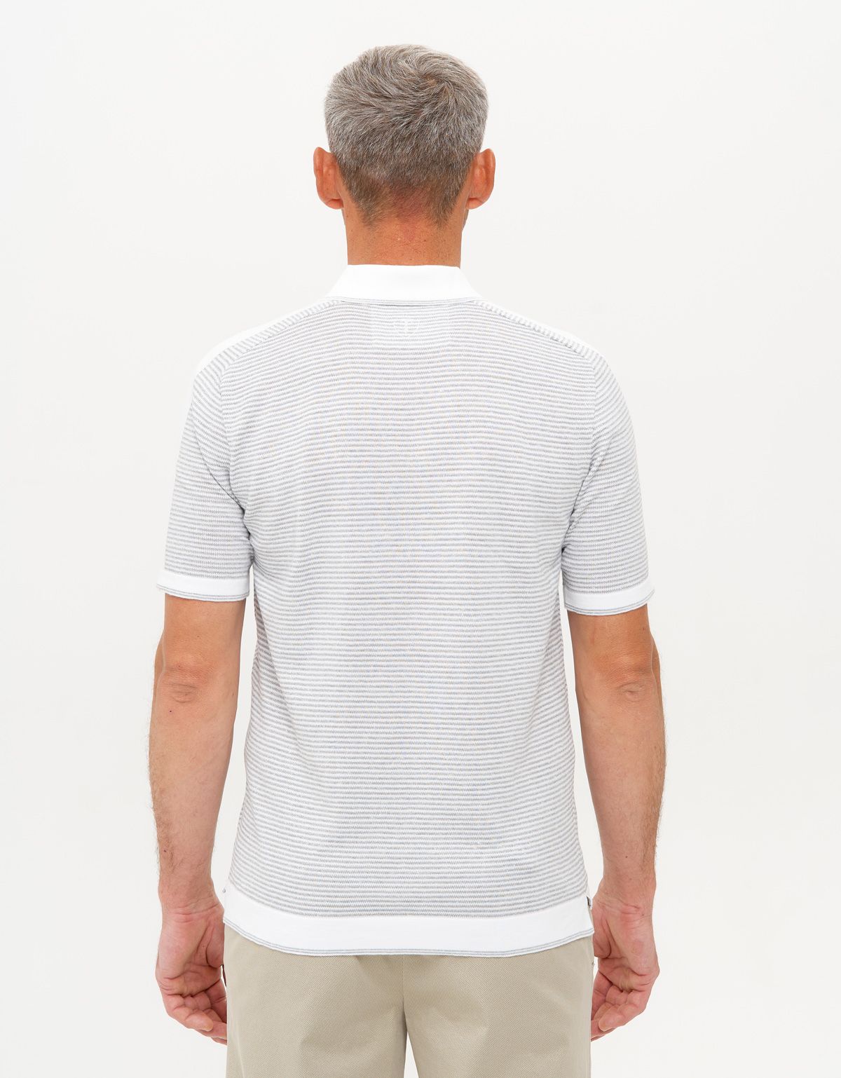 Поло мужское в серую полоску на пуговицах Gtatude | купить в интернет-магазине Olymp-Men