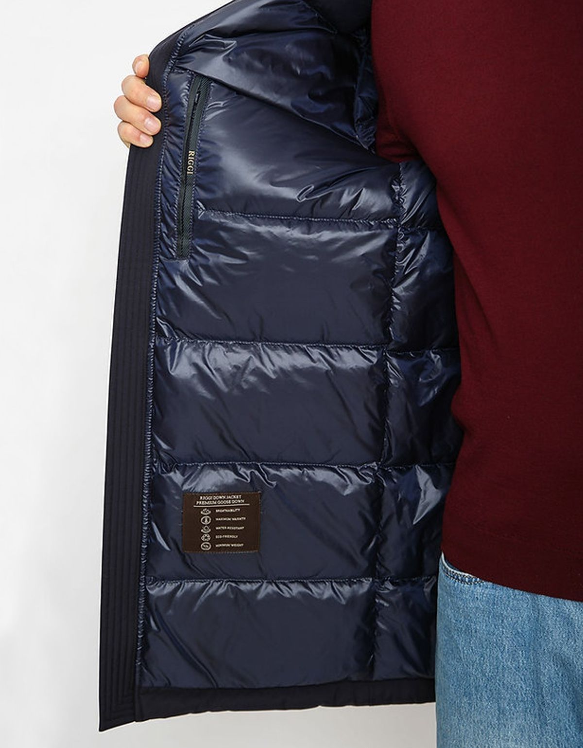 Пуховик мужской RIGGI удлинённый с капюшоном | купить в интернет-магазине Olymp-Men