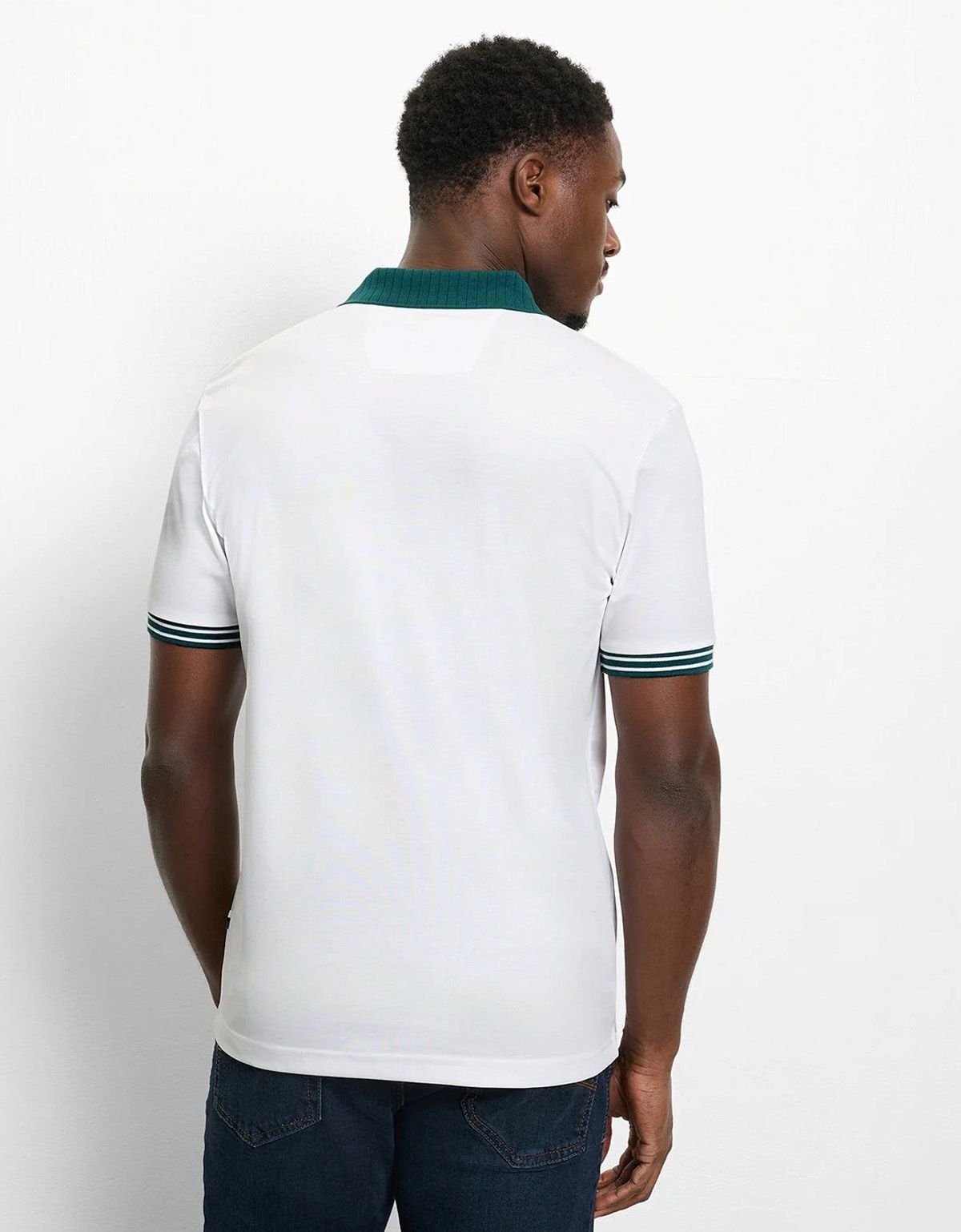 Поло мужское белое с зелёным воротником Olymp | купить в интернет-магазине Olymp-Men