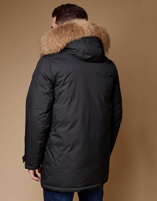 Куртка-пуховик мужская стеганая Bazioni, капюшон с мехом енота | купить в интернет-магазине Olymp-Men