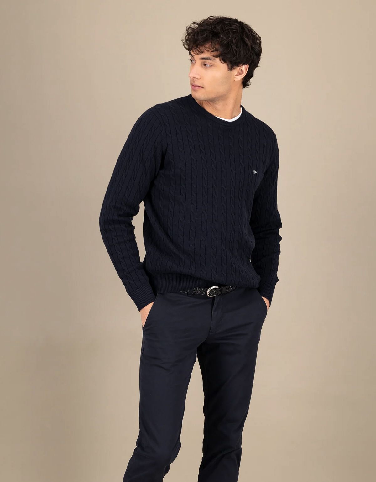 Джемпер мужской Fynch-Hatton вязаный с косами | интернет-магазин Olymp-Men