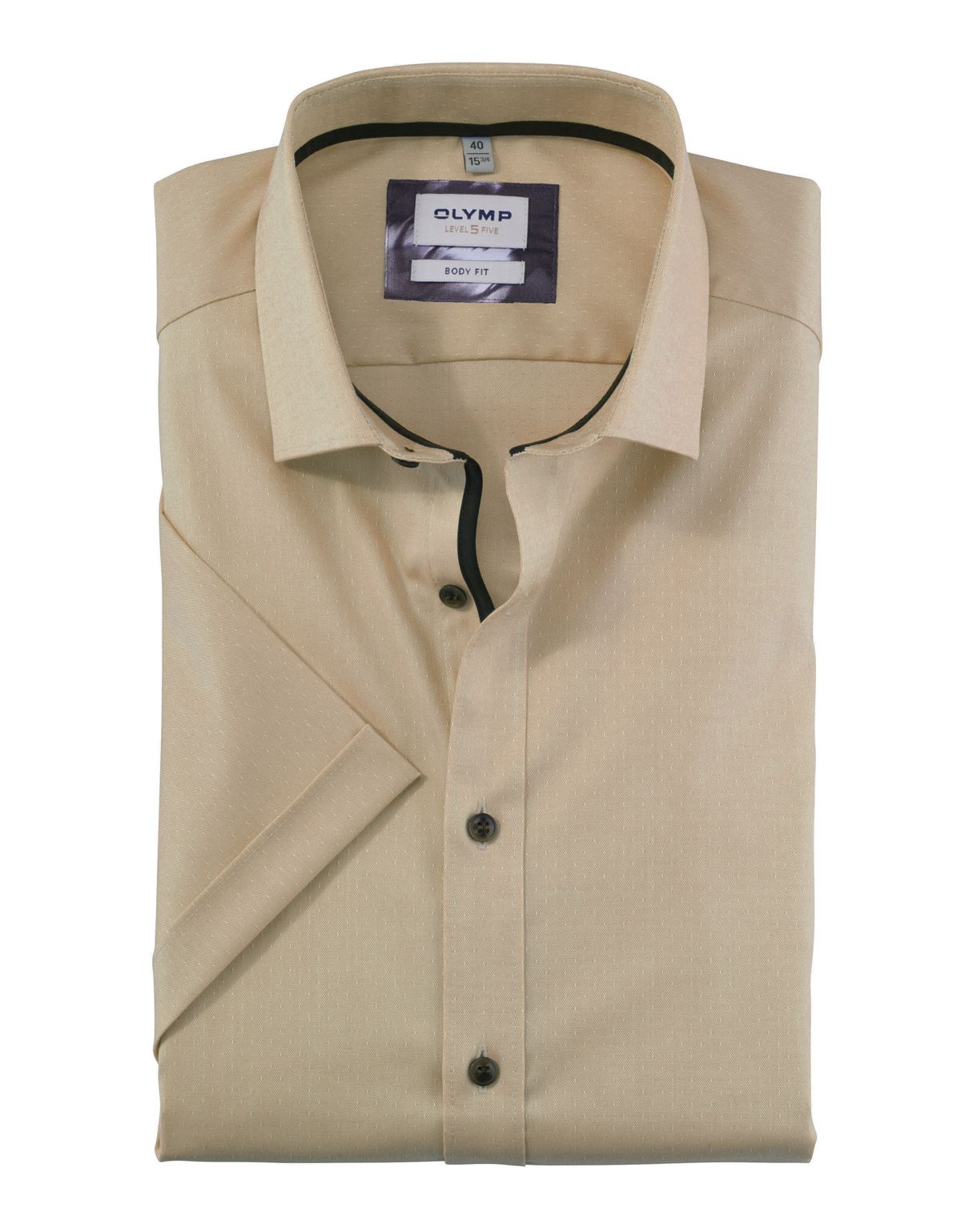 Мужская классическая бежевая рубашка Olymp, body fit, фактурная[БЕЖЕВЫЙ]
