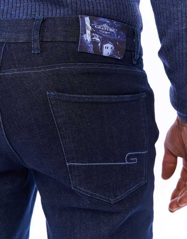 Джинсы мужские синие Gratude зауженные с поясом на резинке | купить в интернет-магазине Olymp-Men