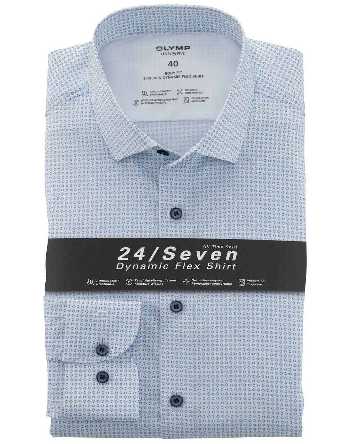 Рубашка с принтом OLYMP Level Five 24/7, body fit[БЕЛЫЙ]