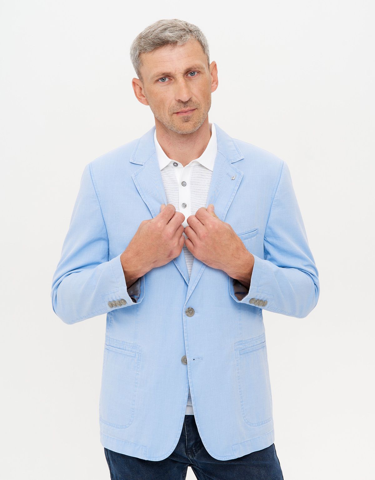 Пиджак голубой мужской w.Wegener из тонкого хлопка | купить в интернет-магазине Olymp-Men