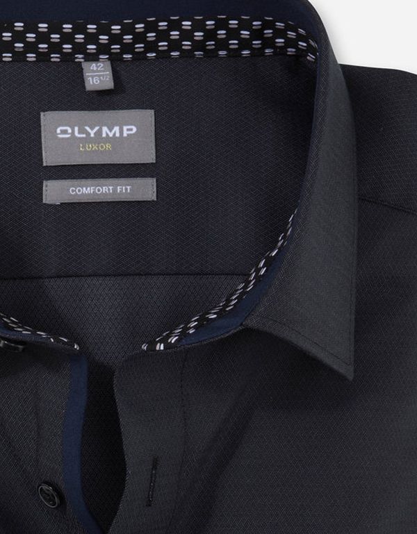 Рубашка чёрная мужская OLYMP Luxor, прямой крой, фактурная ткань | купить в интернет-магазине Olymp-Men