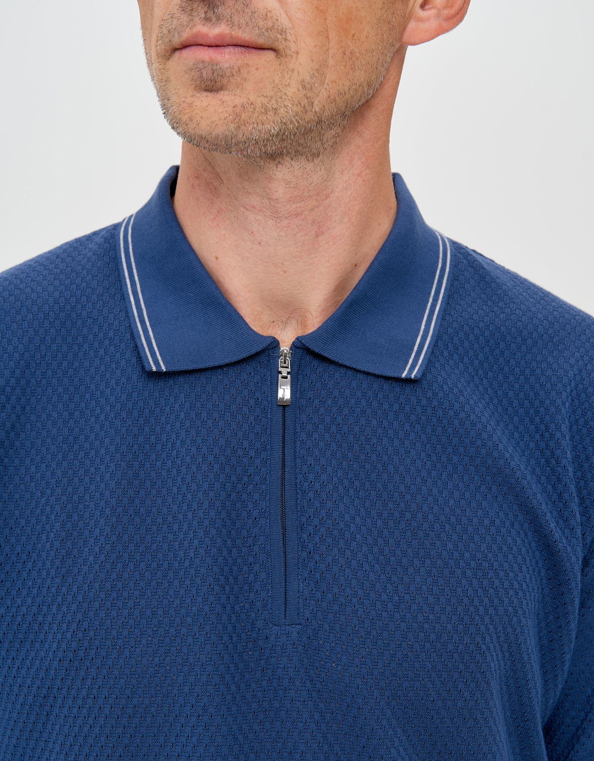 Поло синее мужское на молнии Gratude | купить в интернет-магазине Olymp-Men