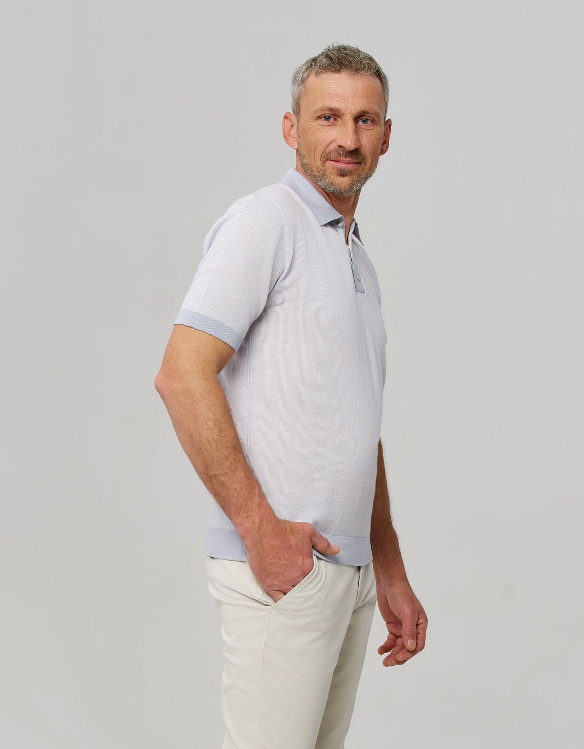 Поло голубое мужское на кнопках Gratude | купить в интернет-магазине Olymp-Men