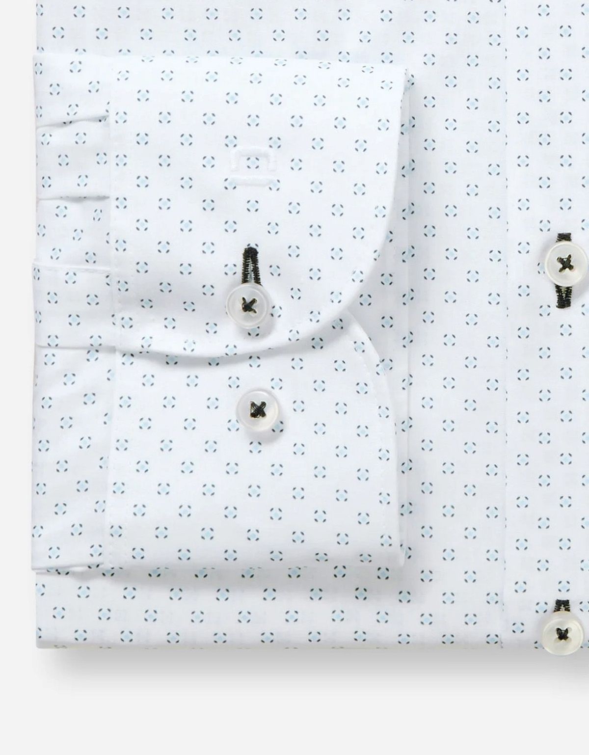 Рубашка белая с голубым принтом OLYMP, боди фит | купить в интернет-магазине Olymp-Men