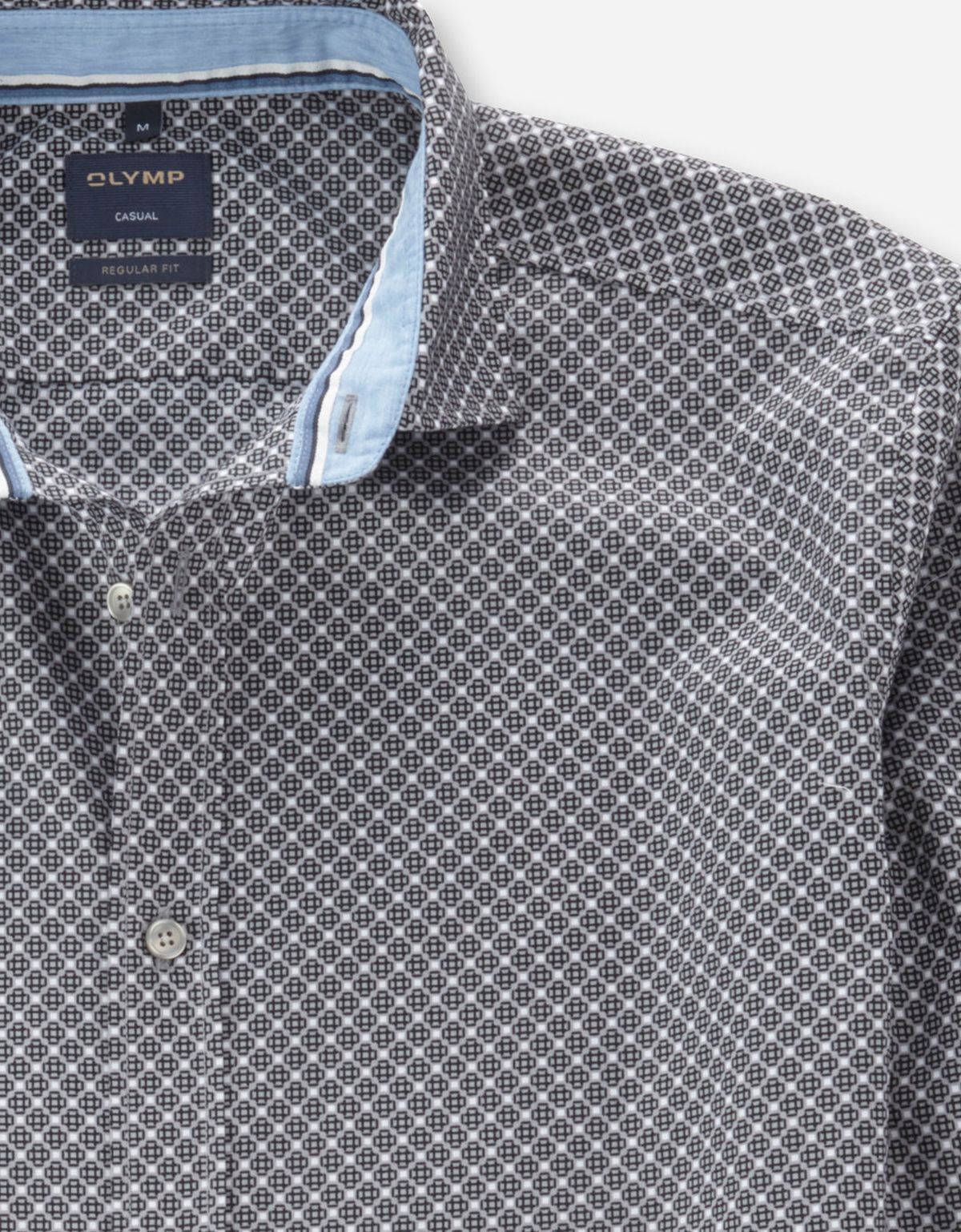 Рубашка мужская OLYMP Casual с серым принтом | купить в интернет-магазине Olymp-Men