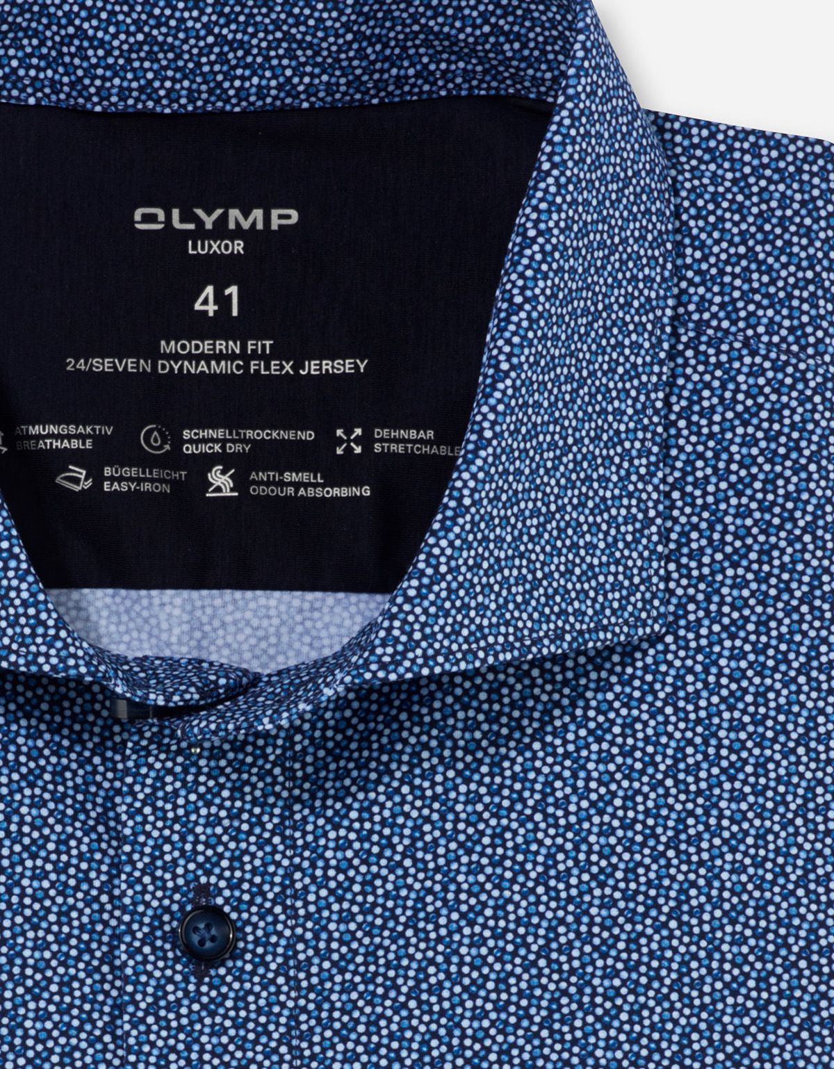 Рубашка трикотажная OLYMP Luxor 24/7 с рисунком горох, modern fit