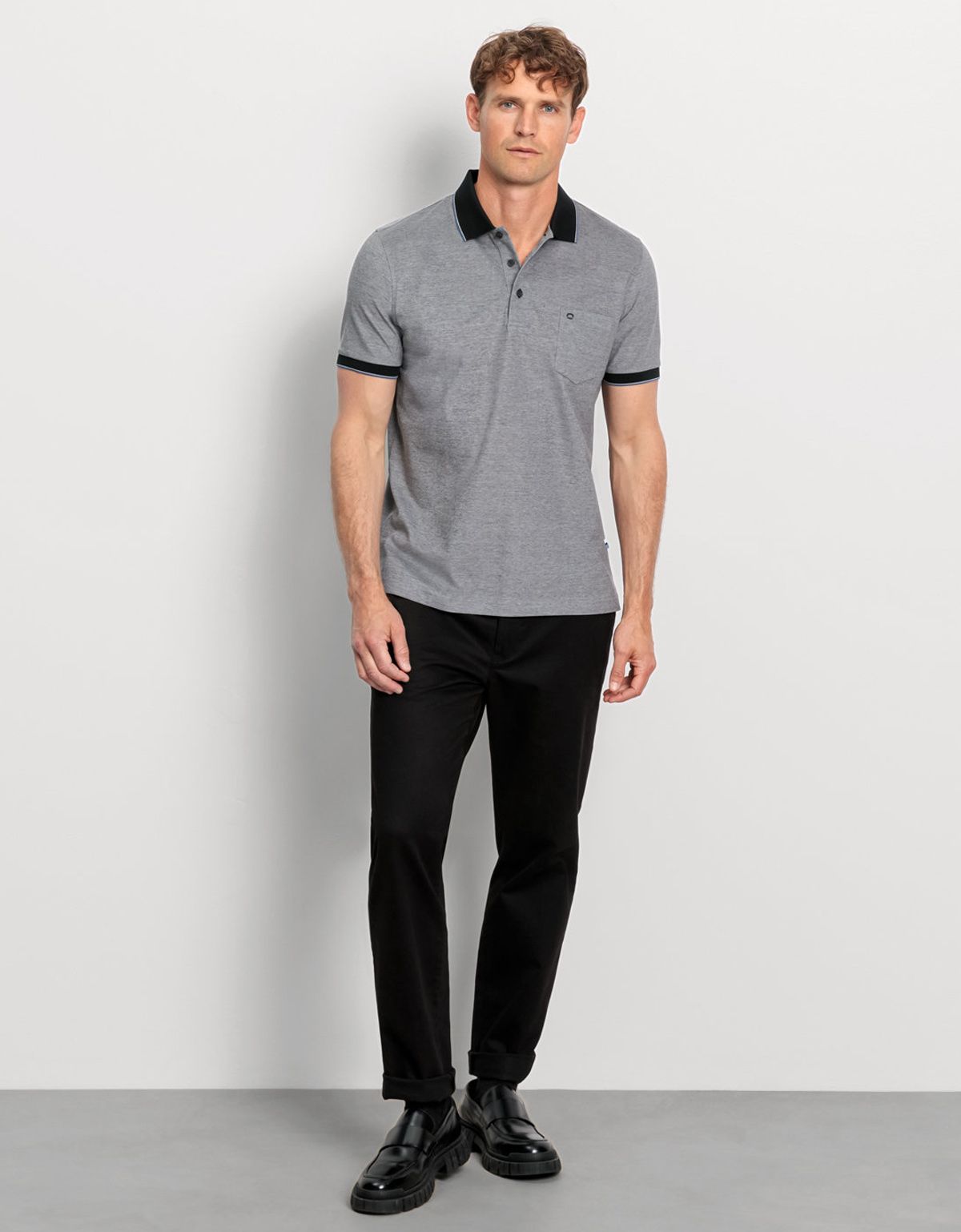 Поло мужское Olymp, с чёрным воротником на пуговицах | купить в интернет-магазине Olymp-Men