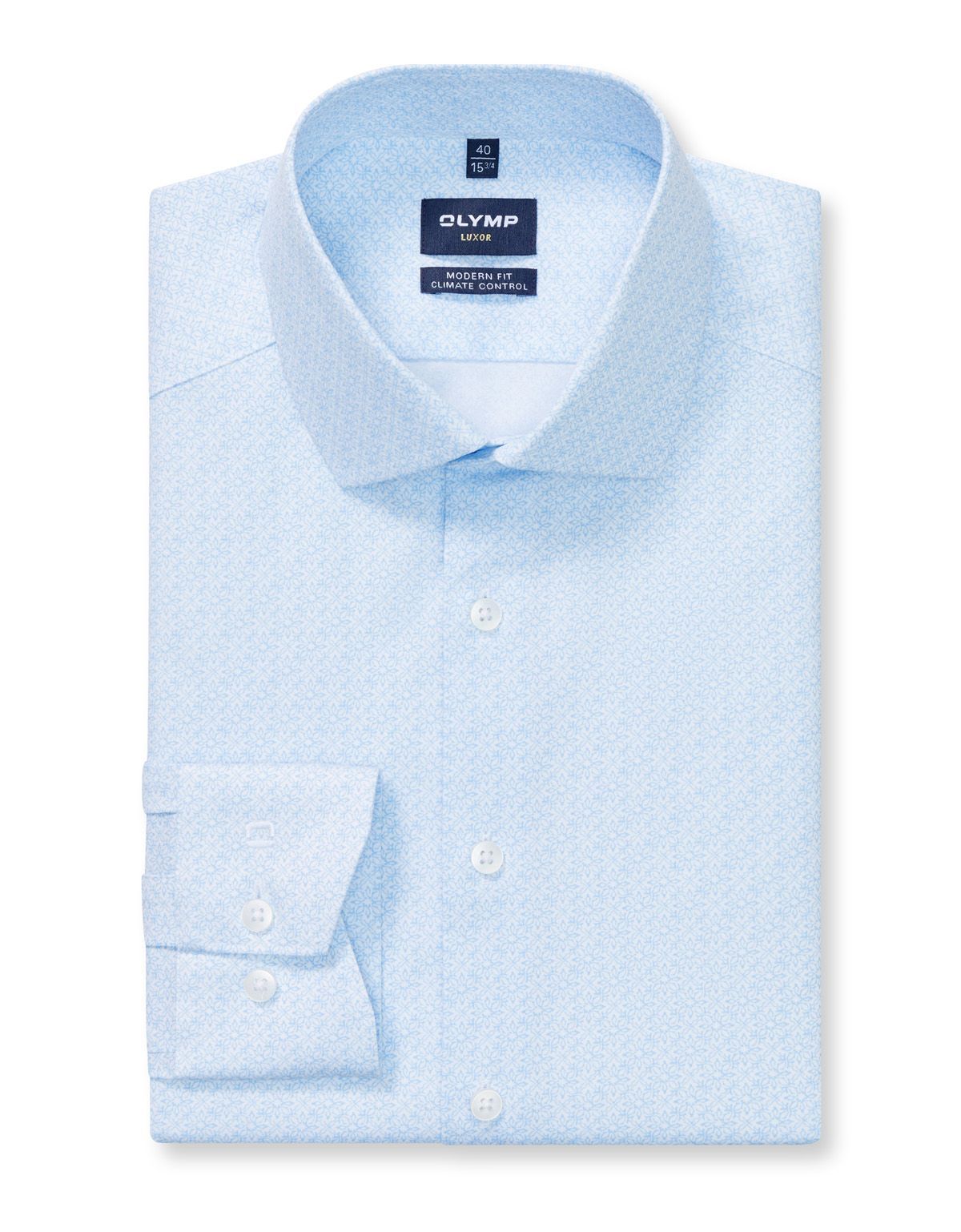Рубашка с голубым принтом Olymp, modern fit, климат-контроль | купить в интернет-магазине Olymp-Men