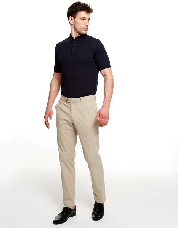 Брюки бежевые мужские Meyer из хлопка, прямой крой | купить в интернет-магазине Olymp-Men