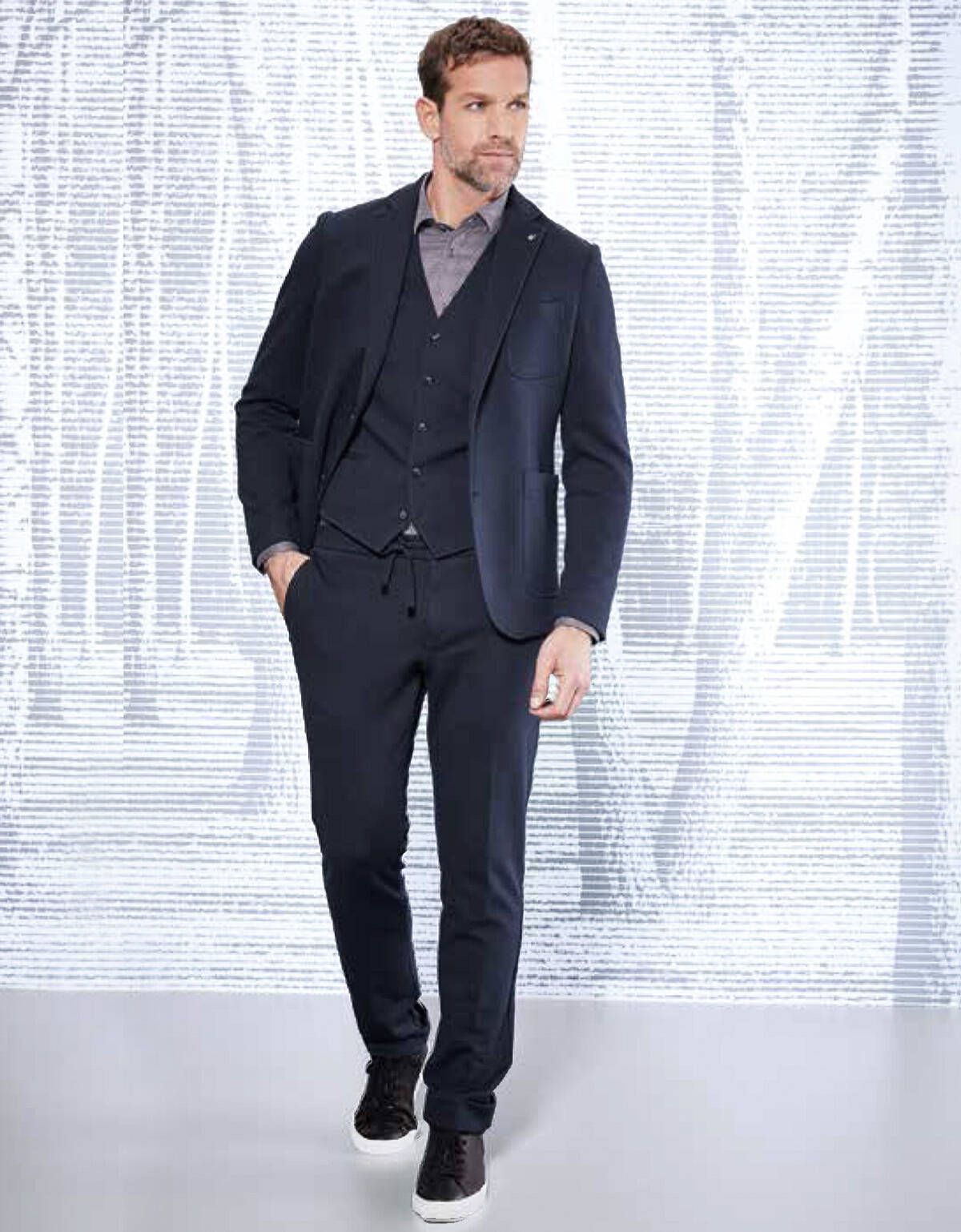 Мужской синий пиджак трикотажный w.Wegener, хлопок | купить в интернет-магазине Olymp-Men