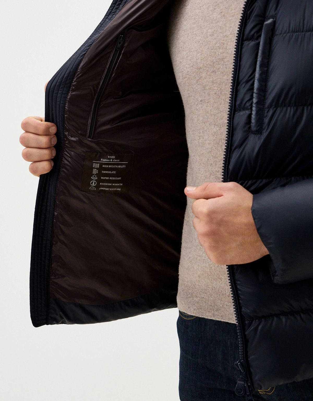 Пуховик мужской RIGGI удлинённый с капюшоном | купить в интернет-магазине Olymp-Men