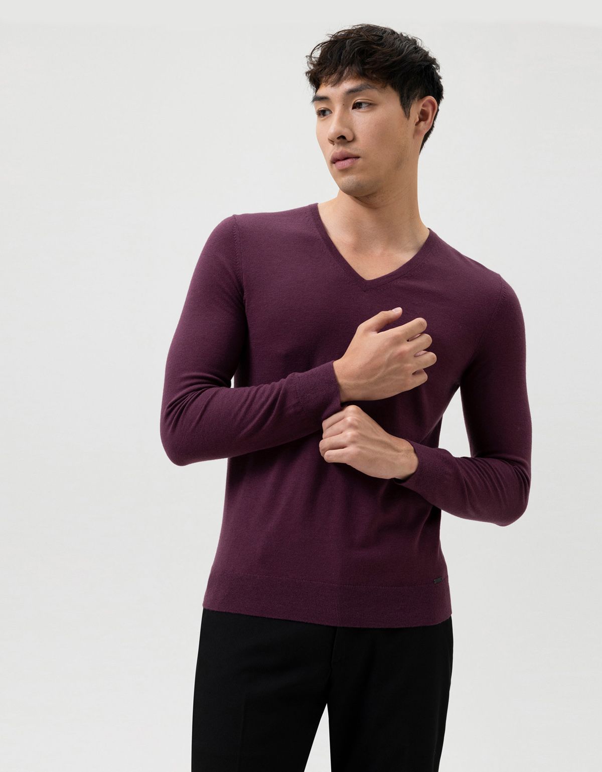 Пуловер бордовый мужской OLYMP, body fit[БОРДОВЫЙ]