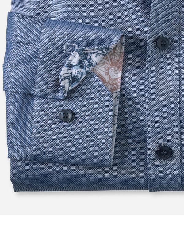 Рубашка синяя OLYMP, ткань фактурная, супер слим | купить в интернет-магазине Olymp-Men