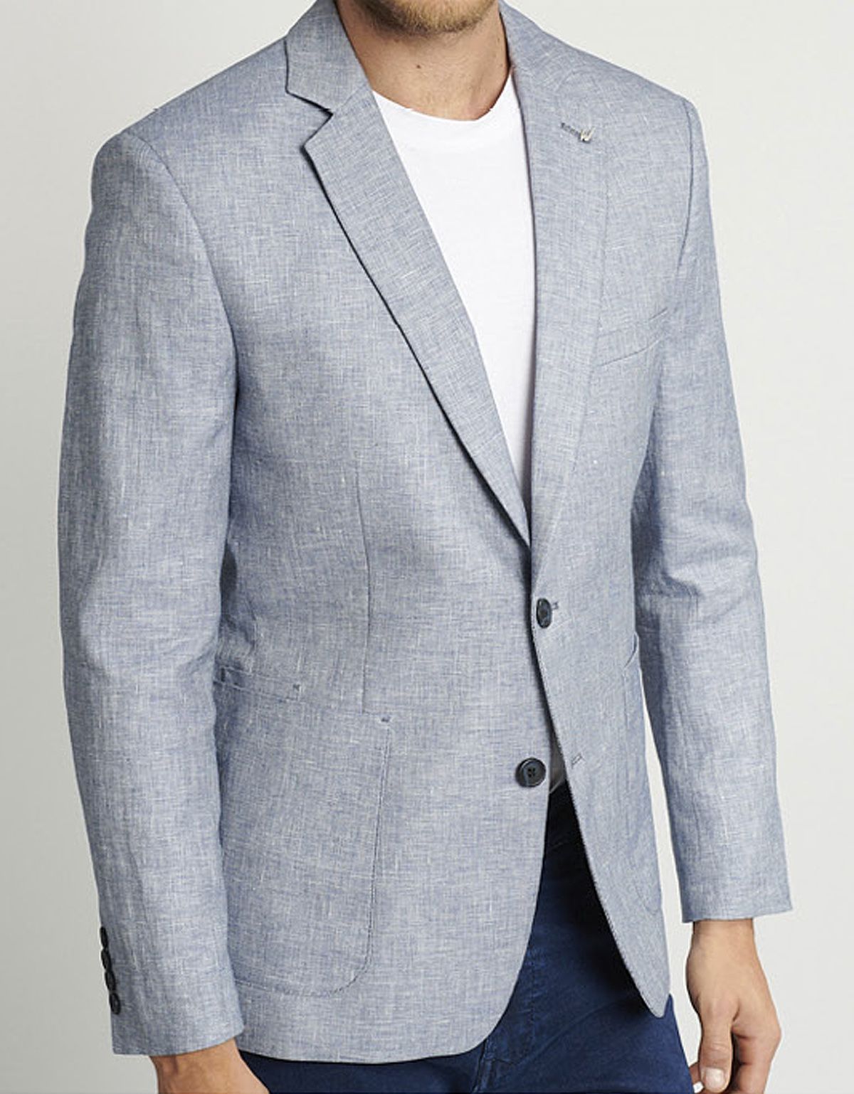 Пиджак льняной голубой w.WEGENER, 2 шлицы | купить в интернет-магазине Olymp-Men