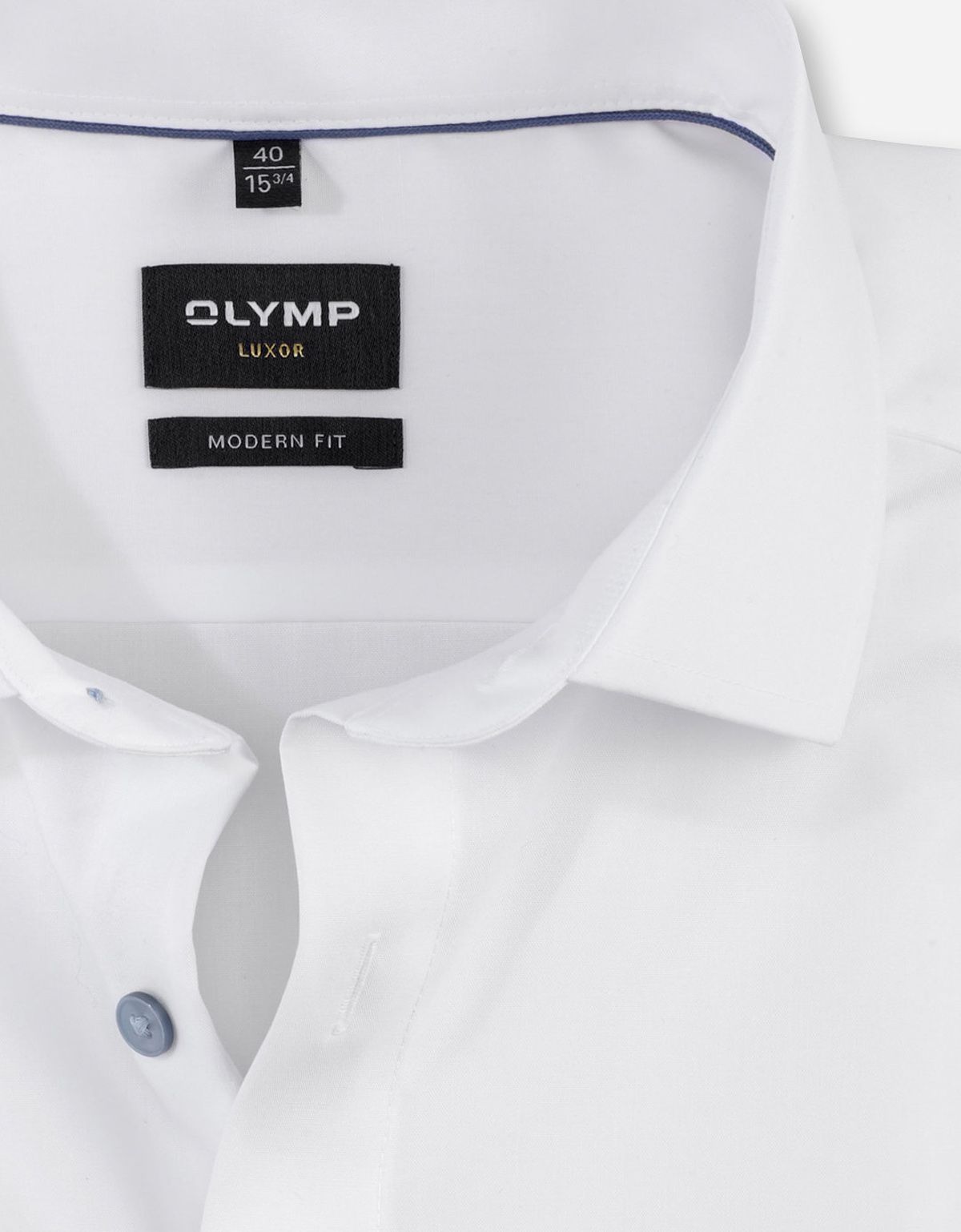 Рубашка белая с голубыми пуговицами OLYMP, модерн фит | купить в интернет-магазине Olymp-Men
