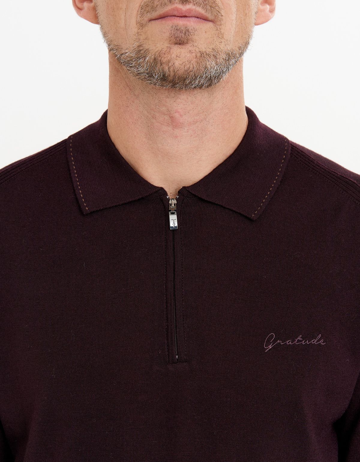 Поло бордовое с длинным рукавом Gratude на молнии | купить в интернет-магазине Olymp-Men