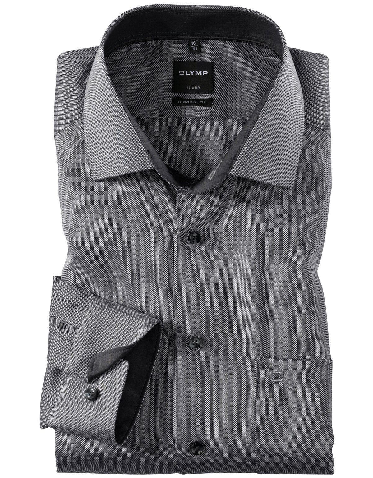 Деловая рубашка OLYMP Modern fit, фактурная ткань[ЧЕРНЫЙ]