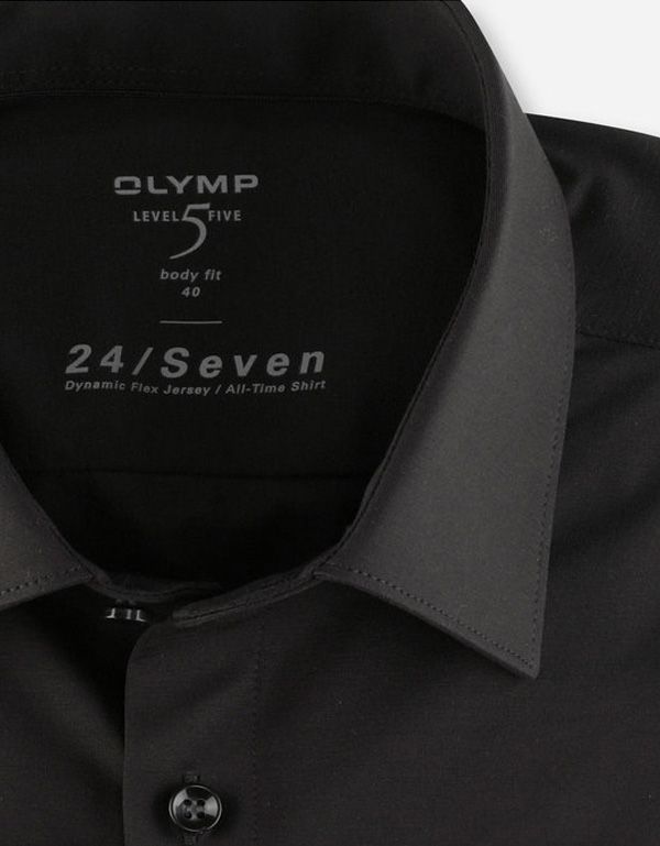 Трикотажная чёрная рубашка Olymp, body fit | купить в интернет-магазине Olymp-Men
