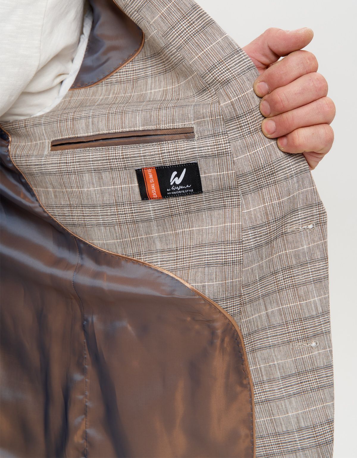 Мужской пиджак в клетку w.Wegener, лён с хлопком | купить в интернет-магазине Olymp-Men