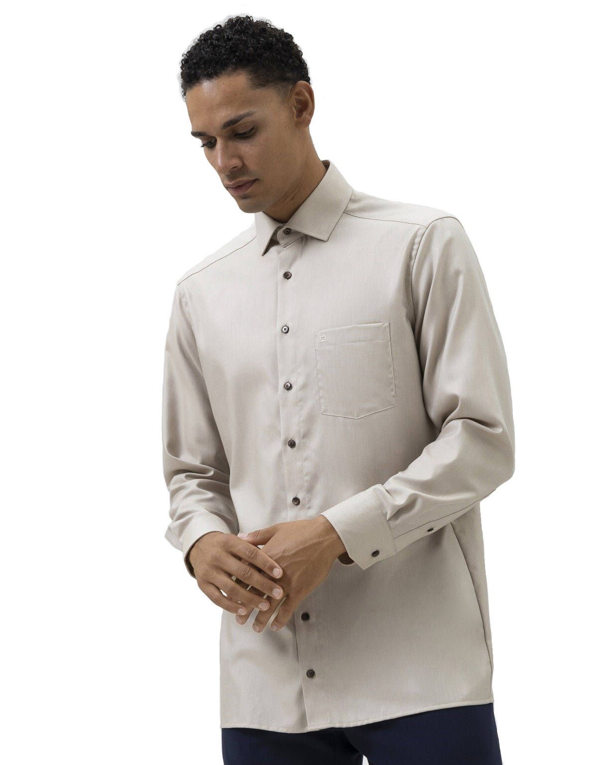 Рубашка бежевая мужская OLYMP Luxor, modern fit[БЕЖЕВЫЙ]