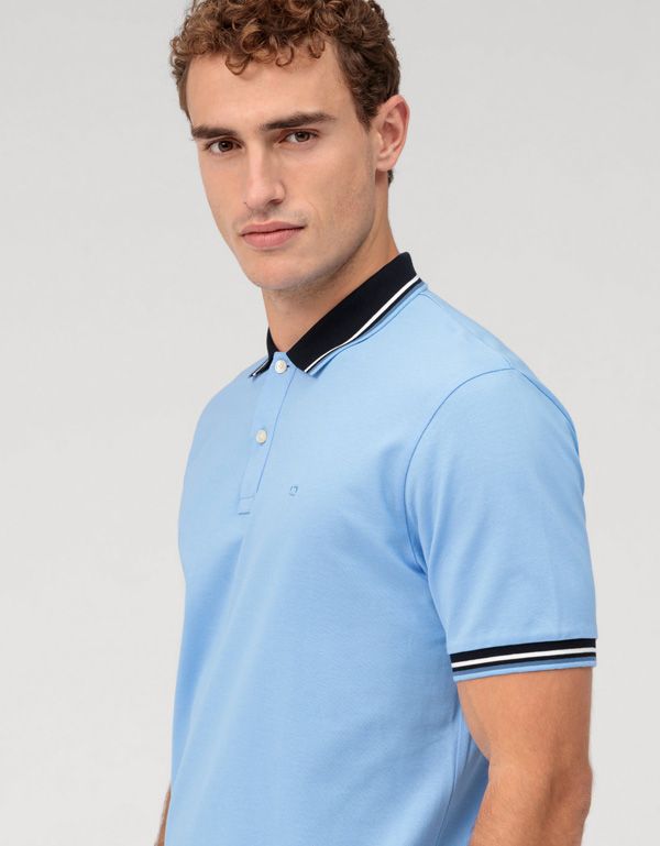 Поло голубое мужское Olymp с синим воротником | купить в интернет-магазине Olymp-Men