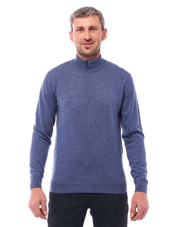 Свитер мужской голубой на молнии Gratude из тонкой шерсти | купить в интернет-магазине Olymp-Men