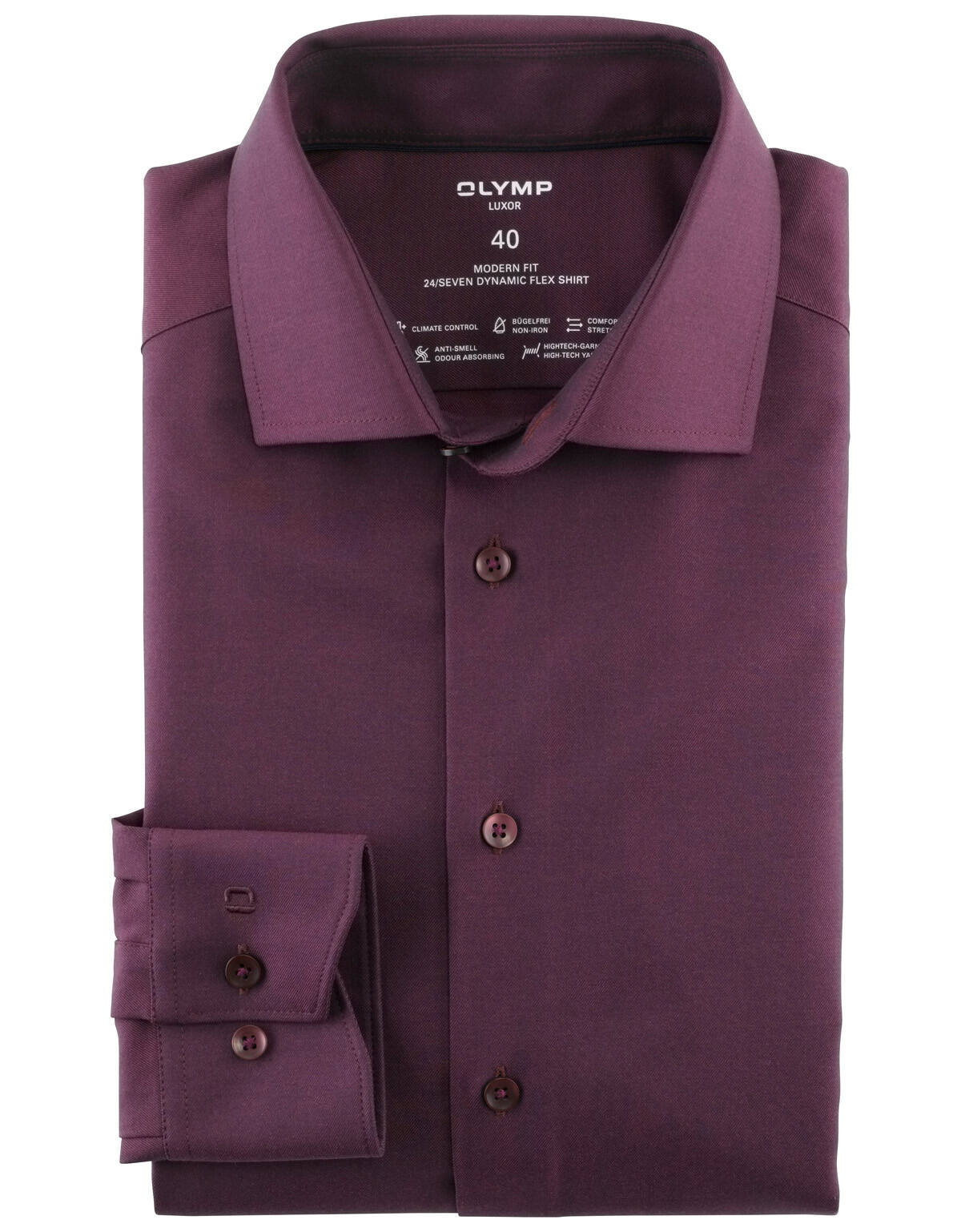 Рубашка мужская OLYMP Luxor 24/7, modern fit[Бордовый]