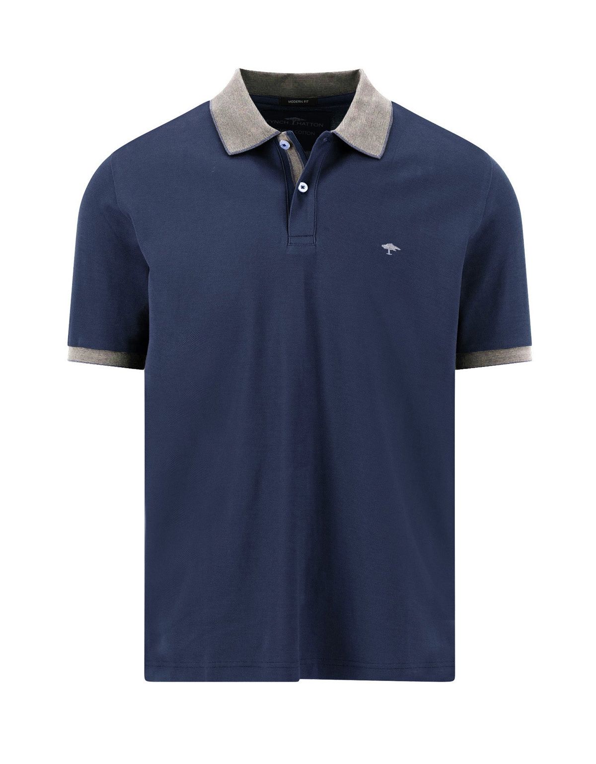 Поло мужское синее с серым воротником Fynch-Hatton | купить в интернет-магазине Olymp-Men