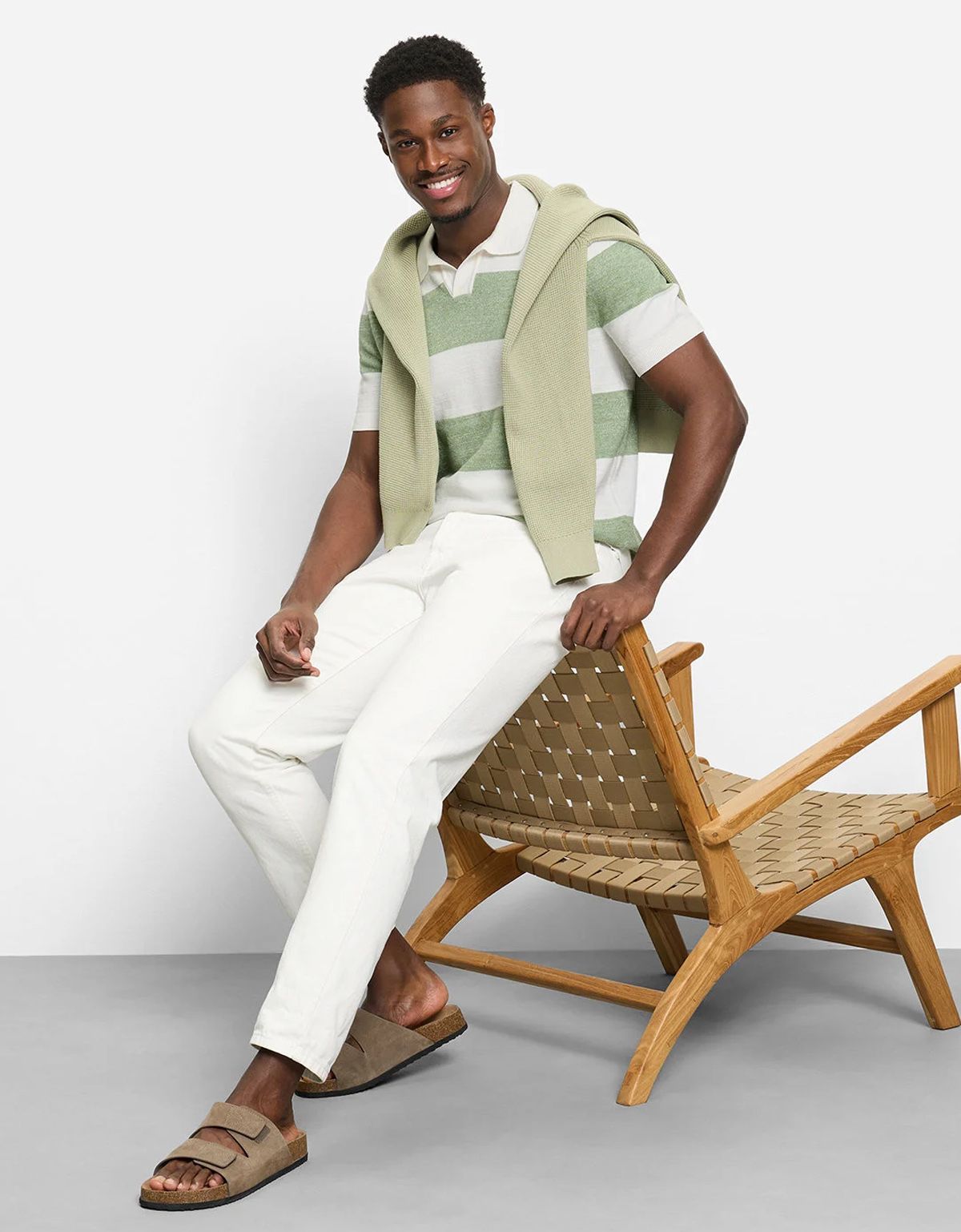 Поло мужское вязанное в зелёную полоску Olymp | купить в интернет-магазине Olymp-Men