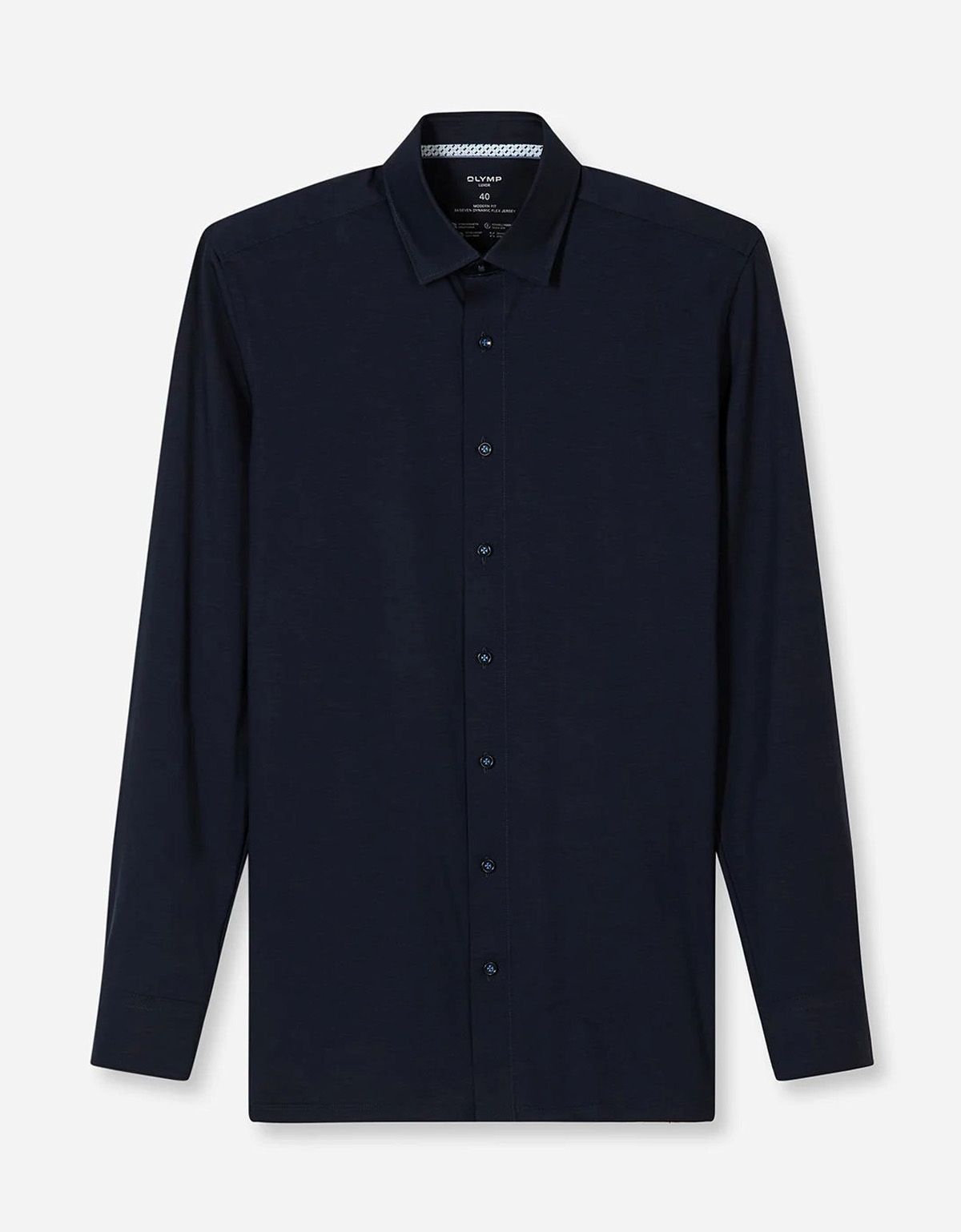 Рубашка трикотажная синяя OLYMP Luxor полуприлегающая | купить в интернет-магазине Olymp-Men