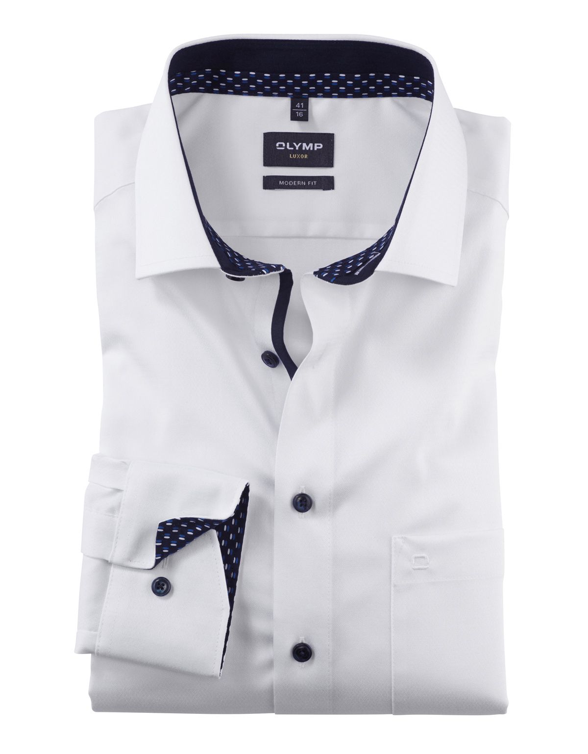 Рубашка мужская OLYMP Luxor, modern fit, фактурная ткань, рост до 176[Белый]