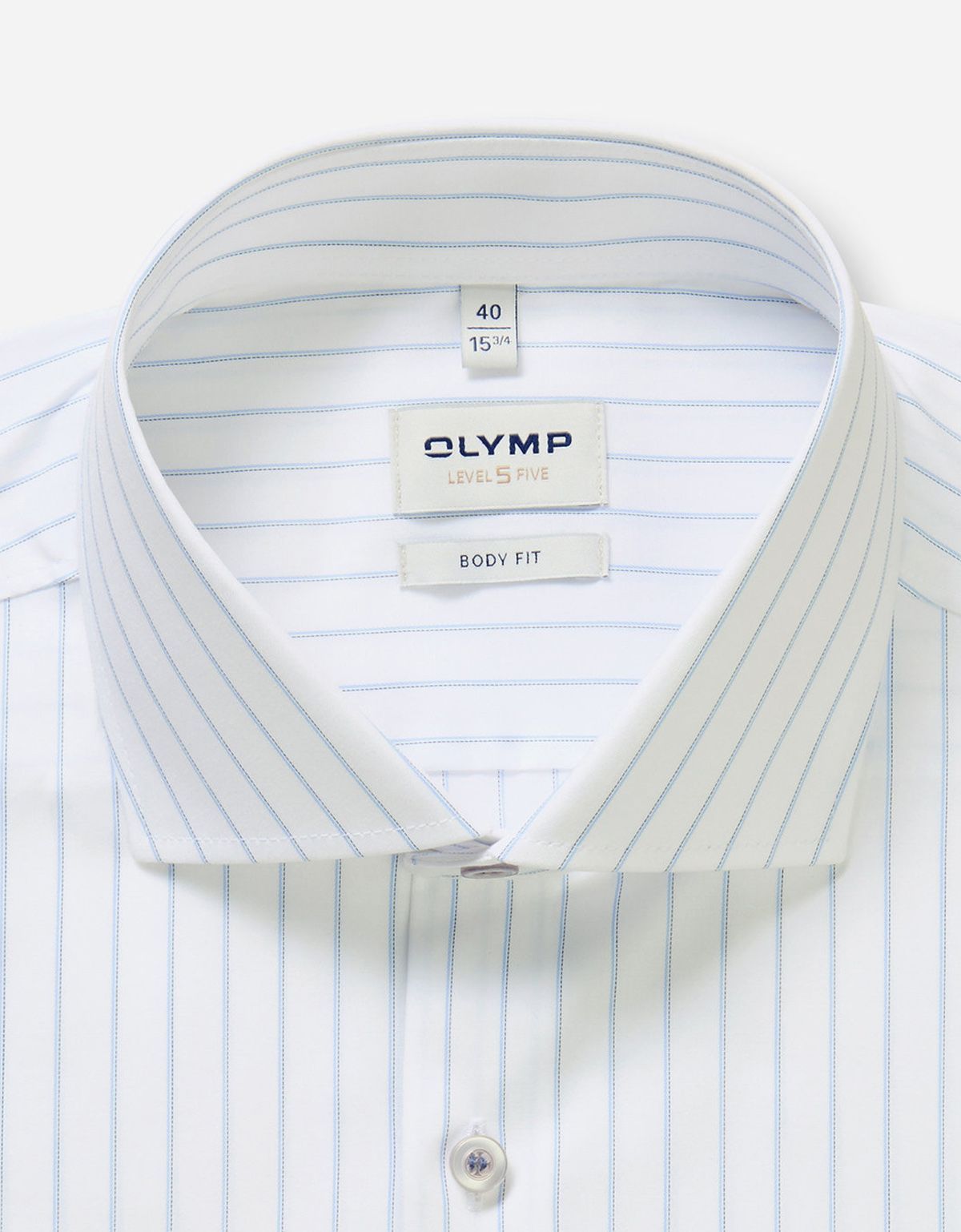 Рубашка белая в синюю полоску OLYMP, боди фит | купить в интернет-магазине Olymp-Men