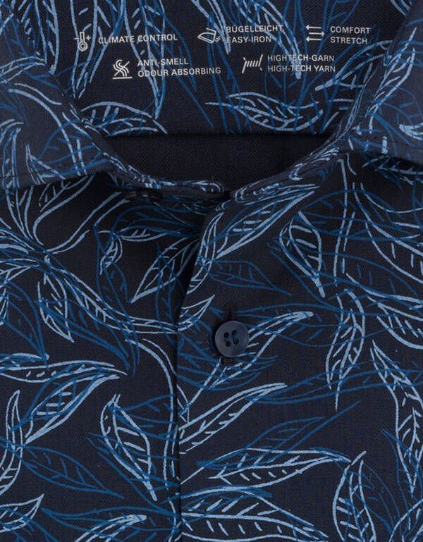 Рубашка синяя с цвветочным принтом Olymp, body fit | купить в интернет-магазине Olymp-Men