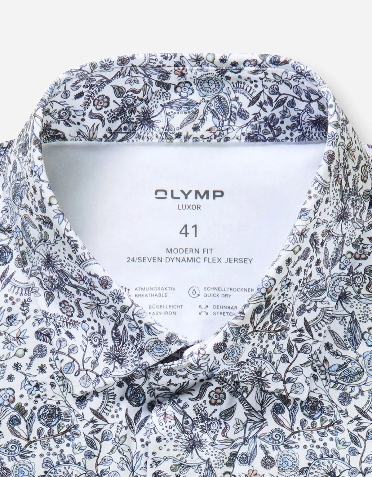 Рубашка трикотажная OLYMP Luxor, цветочный принт, полуприлегающая | купить в интернет-магазине Olymp-Men