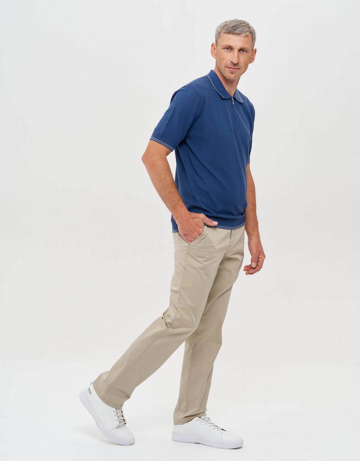 Поло синее мужское на молнии Gratude | купить в интернет-магазине Olymp-Men