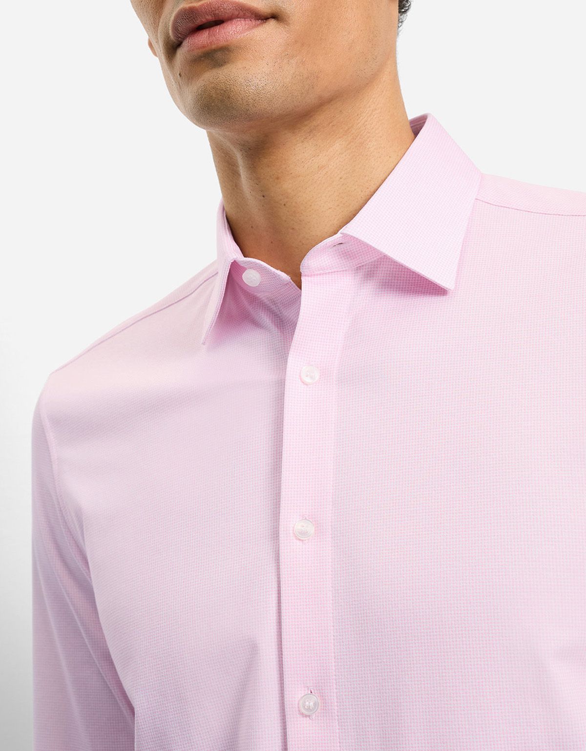 Рубашка трикотажная розовая клетка Olymp, body fit | купить в интернет-магазине Olymp-Men