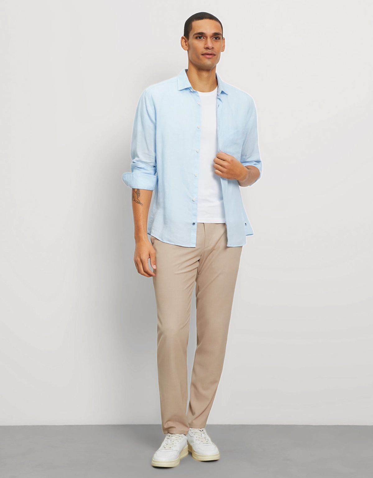 Рубашка голубая мужская льняная OLYMP | купить в интернет-магазине Olymp-Men